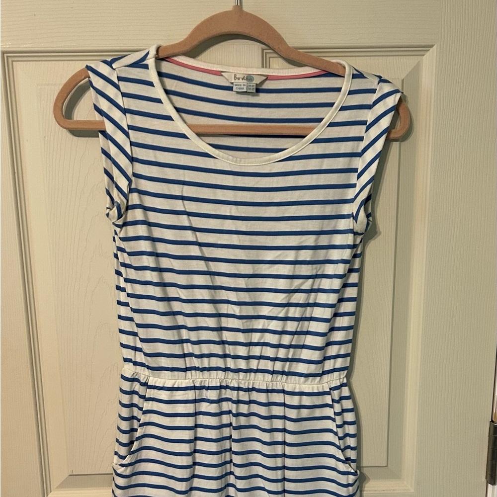 Boden Women’s blackberry white striped jersey dress Size 2P